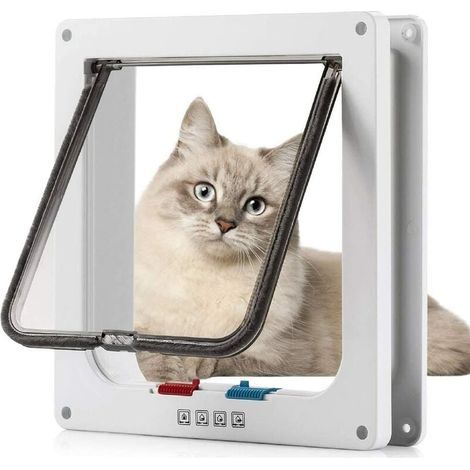 Gatera con cierre magnético de 4 vías para gatos y perros grandes, 23,5 x 25 x 5,4 cm, puerta para mascotas, fácil instalación con marco telescópico. (1/5)