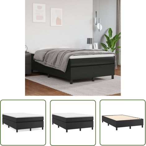 The Living Store Cadre de lit sans matelas noir 120x200 cm similicuir - Lit Double - Cadre De Lit - Similicuir - Lit Noir - Literie (1/5)