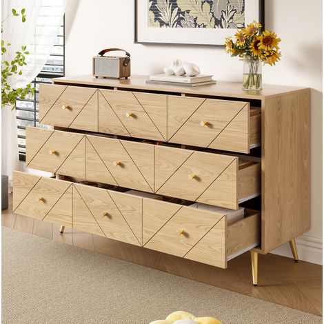 Kommode Schubladen Aufbewahrung 120 cm Holzfarbe OKMYHOME (1/5)