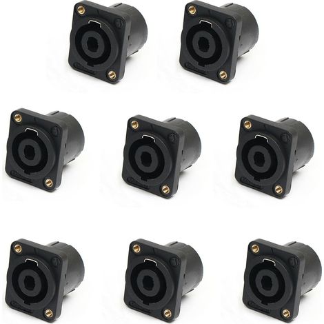 Lot de 8 connecteurs femelles pour panneau de montage femelle, 4 broches, prise audio, plaque murale carrée, adaptateur pour NL4MP, NL4MPR, NL4FC, NL4FX, NLT4X, NL2FC (1/5)