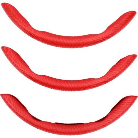 Lot 3 housses volant fibre carbone antidérapantes segmentées pour voiture, camion, SUV, berline, van, rouge, 38 cm (1/5)
