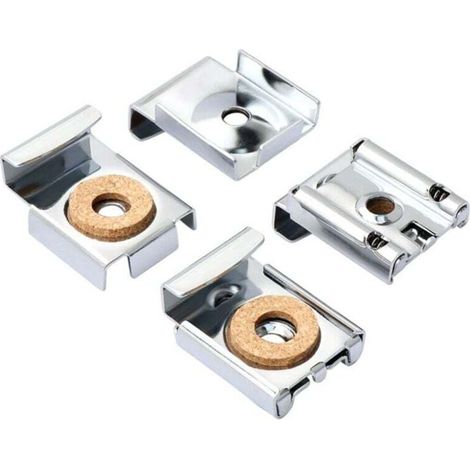 1 jeu de 4 supports de miroir robustes, supports de miroir muraux, crochets de miroir, clips de miroir, salle de bain, supports muraux de miroir de vestiaire (1/4)