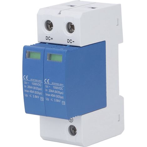 SPD 40KA DC1000V 2P Überspannungsableiter Photovoltaik-Schutzschalter Solar-Leistungsschalter Blau Weiß (1/5)