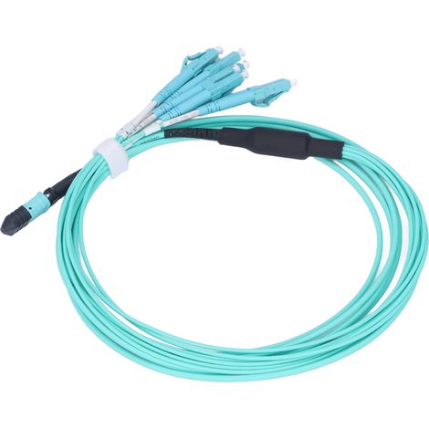 Cordon optique MPO-LC 8 cœurs, fibre multimode 10 Gigabits, jarretière groupée 8 fibres (1/5)