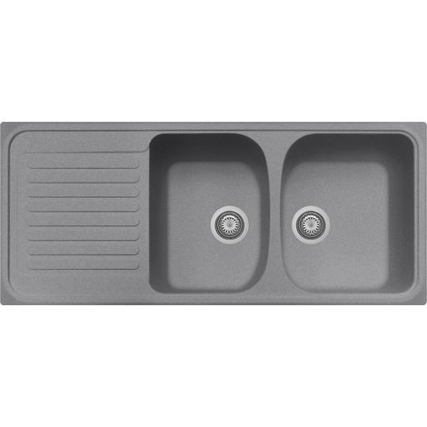Lavello composito cucina Plados HR1162 due vasche con scolapiatti - UM42 Titanio
