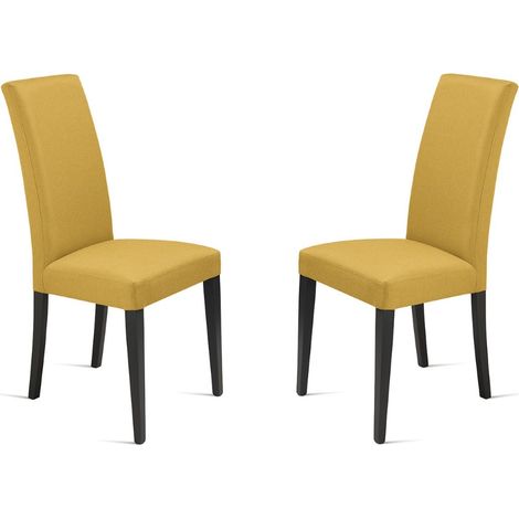 Sedia in tessuto Giallo con gambe in legno DENVER 2 sedie (1/5)