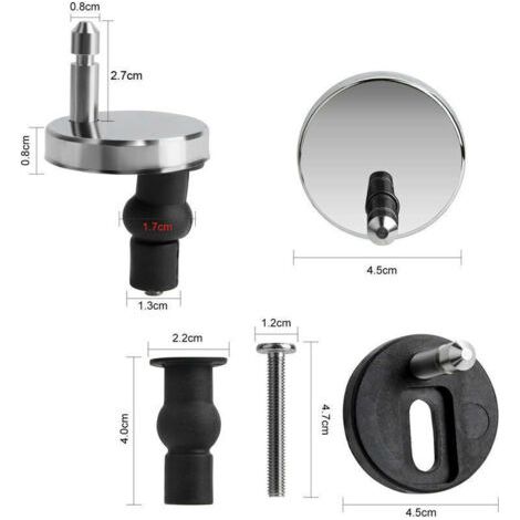 Lot de 2 fixation abattant wc universels pour abattant de WC-Compatible avec la plupart des sièges de WC standards avec système d'abaissement automatique-Facile à installer (1/3)