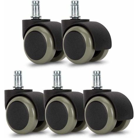 Bürostuhlrollen – 5er-Set – 11/50 mm Ersatzrollen – Geräuscharme Sitzfläche für Hartböden – Grau, Fontainebleau (1/4)