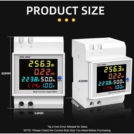 Contatore elettrico monofase，installazione domotica con binari motorizzati，coefficiente di energia，schermo LCD a colori (1/2)