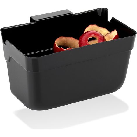 Contenitore per rifiuti da porta cucina, nero, 2,5 l, 22 cm (1/5)