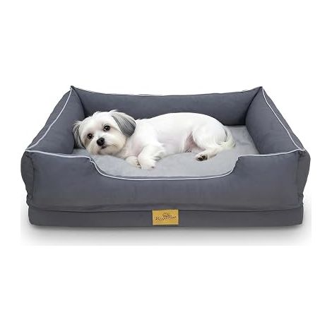Panier Chien Moyen Taille Orthopédique: Coussin Déhoussable et Lavable en Machine pour Chiens, Mémoire de Forme Canapé Lit Anti-dérapant et Doux, Gris 77x63x18cm (1/5)