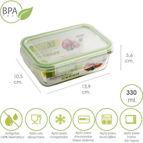 Contenitore Ermetico Rettangolare in Vetro 330 ml. 13,9 x 10,5 x 5,6 (altezza) cm. (1/5)