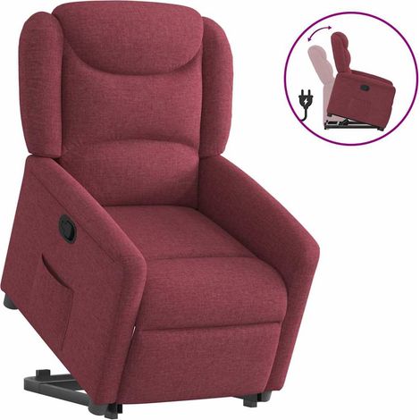 Sillón reclinable elevable tela rojo tinto