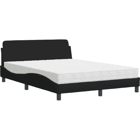 Bett mit Matratze Schwarz 140x200 cm Stoff vidaXL419307 (1/5)