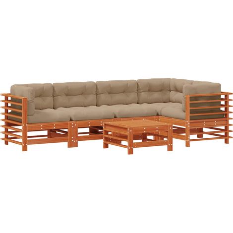 Garden Lounge Set 6 pcs Wax Brown Solid Pine Wood vidaXL (1/5)
