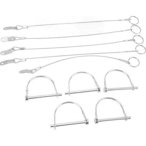 Lot de 5 goupilles de sécurité d'attelage avec chaîne anti-perte, axe de verrouillage en acier inoxydable 6 x 70 mm pour quad, SSV, camion et remorque. (1/5)
