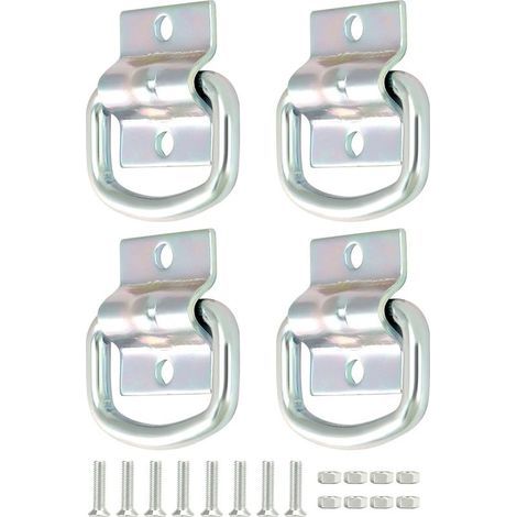 Lot de 4 Anneaux d'arrimage Robustes en D - Acier galvanisé - pour remorques, camions, Bateaux, Fixation de Kayak (1/4)