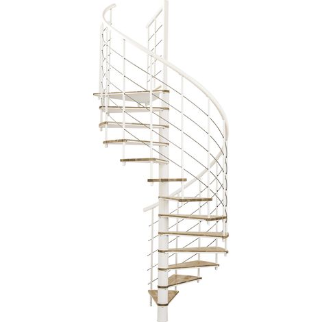Minka Spindeltreppe Fusion 37 - 295cm Geschosshöhe Eiche Weiß 160cm Durchmesser