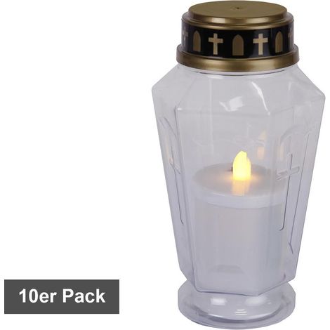 Star Trading Display Serene, bougies funéraires, 10 pièces, transparent, LED, blanc chaud, extérieur, 15,5 cm (1/3)