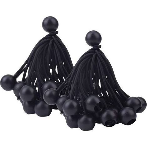 pair 50 Pcs Tendeur à Boule Élastique(Noir), Tendeur de Bâche pour Pavillon, Camping, Tente Cordons, Rideaux Harnais d’Extension, 10cm (1/5)