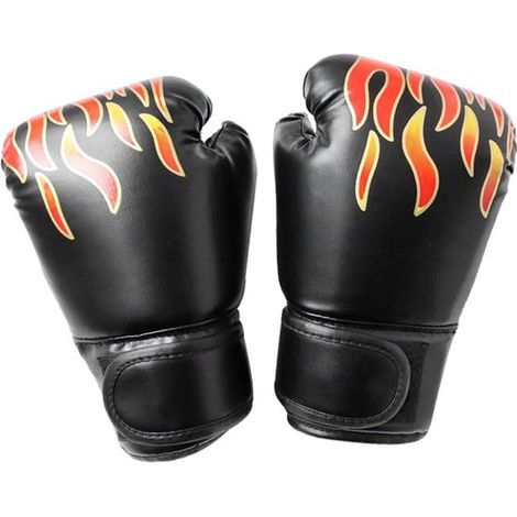 Paire de gants de boxe, rembourrage ergonomique anti-chocs, respirants et confortables, pour entraînement de boxe, Sanda et arts martiaux, noir (1/5)