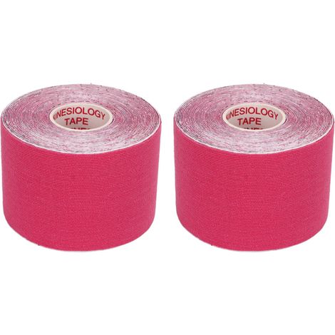 2 Rouleaux de Ruban Kinésiologique Sportif 5cm x 5m pour Muscles - Fitness Badminton Rouge Rose (1/5)
