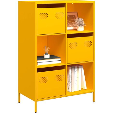 Highboard Senfgelb 68x39x103,5 cm Stahl