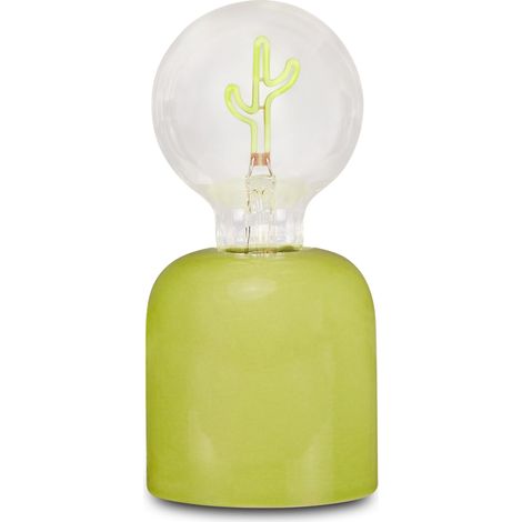 Lampe à bulbe Cactus, lampe de bureau, vert, en céramique, lumière douce, facile à allumer, pile AA incluse, pour enfants et adolescents, idée cadeau (1/2)