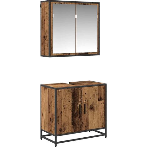 Maison Exclusive - Badezimmermöbel-Set mit Regal 2 pcs Altholz Ho