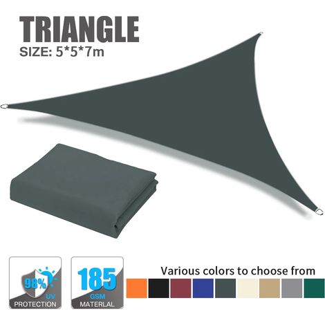 Auvent de jardin extérieur imperméable (gris foncé, 5 x 5 x 7 m), protection solaire, blocage des UV à 98 % (1/5)