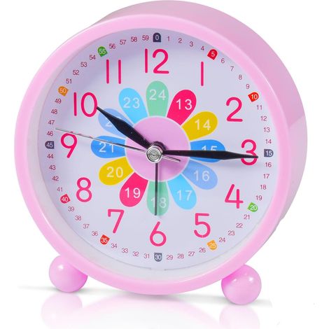 Réveil analogique pour Enfant,Réveil Numérique Enfants,ilencieux sans tic-tac Réveil,Réveil de Chevet(Rose) (1/5)