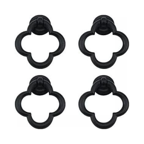 Set of 4 Single Hole Feather Shape Cabinet Knobs Matte Black (1/4)