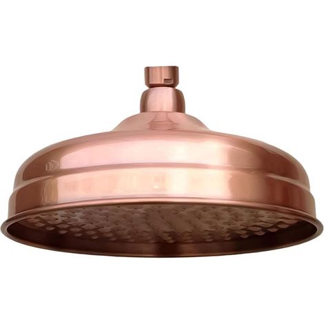 Pommeau de douche rond en cuivre rouge antique de 1 pouce, tube d'extension pour pommeau de douche à effet pluie, bras de fixation murale, accessoires de salle de bain (1/4)