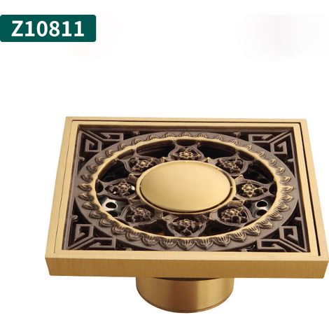 Siphon de sol désodorisant en cuivre antique, adapté à la salle de bain/douche, z10811 (10 cm x 10 cm) (1/5)