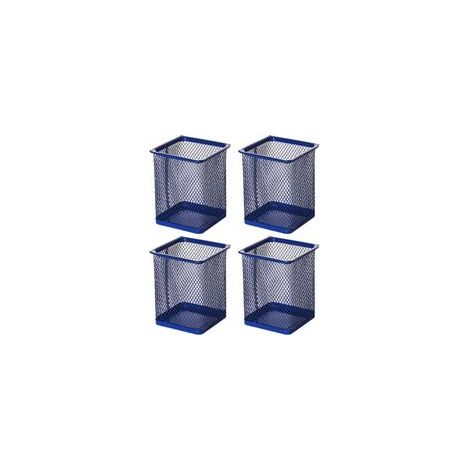 Porte-stylo en maille, porte-stylo en métal, pour bureau, organiseur de stylos, lot de 4 (carré, bleu)