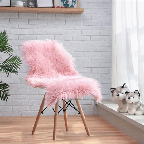 Tapis doux et moelleux, housse de chaise en fausse laine imitation peau de mouton, décoration élégante pour le sol du salon, 60 x 90 cm