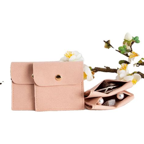 Sac à bijoux, velours en microfibre, rangement multi-usages, Rose clair, 10pcs-c (1/2)