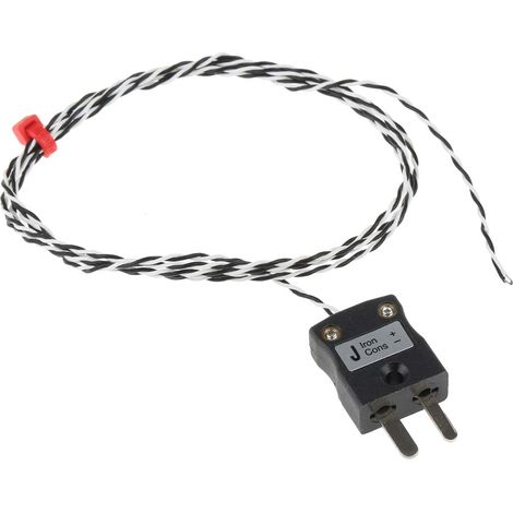 Thermocouple type J Ø 1/0.2mm, L 1m, +250°C max à Fiche mâle miniature ( Prix pour 1 ) (1/4)