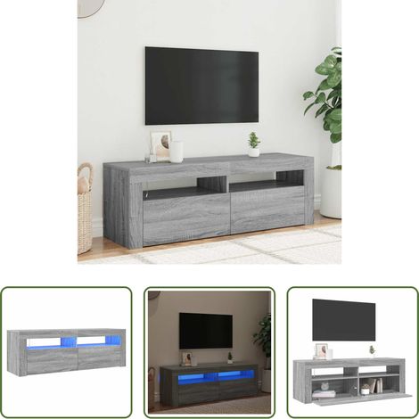 TV-Schrank -  TV-Schrank mit LED-Leuchten Grau Sonoma 120x35x40 cm (1/5)