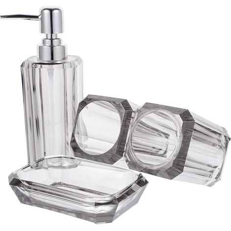 Ensemble de salle bain OUNONA en acrylique transparent 1 pièce comprenant un distributeur savon , po