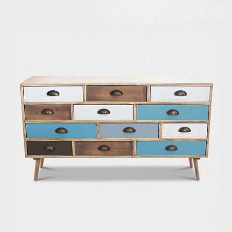 Cómoda moderna de madera con 12 cajones Jasper