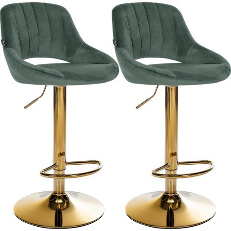 Lot de 2 tabourets de bar Milet en velours Vert métal or
