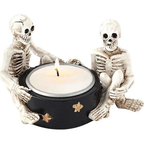 Durable resin skull-shaped candle holder, gothic candelabra, Halloween candle holder, Halloween decorations, decor (1/5)