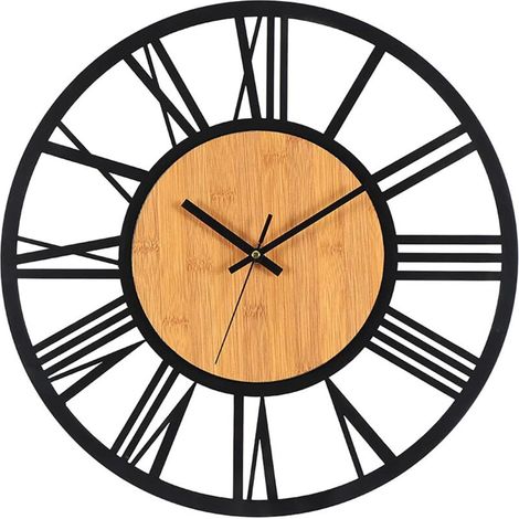 royaluxe -Grande horloge murale de 40cm, silencieuse, sans tic-tac, Vintage, rétro, pour la maison, le bureau, la décoration du salon (1/5)