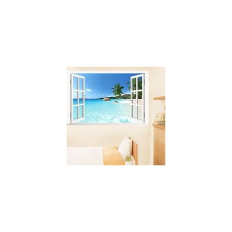 – Adesivo murale 3D rimovibile con paesaggio marino 90x60 cm – PVC impermeabile – Facile da applicare e rimuovere – Per pareti lisce e pulite – SEA 3D – Crezuo