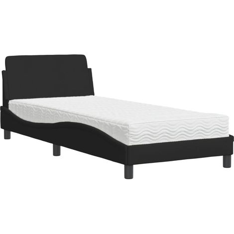 vidaXL Letto con Materasso Dover Nero 90x200 cm in Tessuto (1/5)