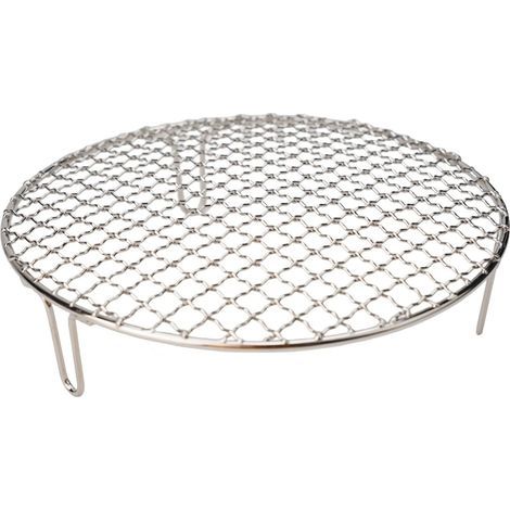 JSSEVN - Round non-stick and heat-resistant metal grill for barbecues, outdoor camping, picnics, silver, even heating (25 cm) (1/5)
