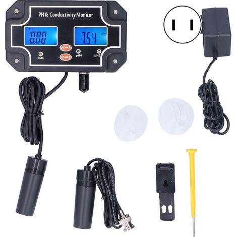 Medidor de calidad del agua pH/EC PH-2681 para acuarios con pantalla retroiluminada, ATC, 0–14,00 pH, 0–19,99 ms/cm, CC 6 V, 555 g (1/5)