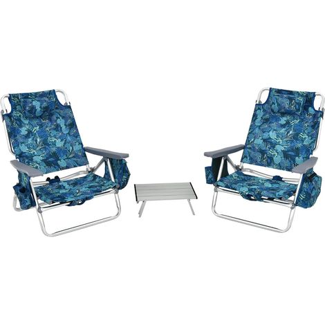Set 2 sedie da spiaggia pieghevoli da campeggio 60/101 x 68 x 29/84 cm schienale regolabile in PVC impermeabile colorato 200019610