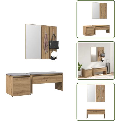 Ensemble de meubles de couloir chêne artisanal bois ingénierie - Ensemble De Meubles D'entrée - Ensembles De Meubles D'entrée - Unité D'entrée - Meuble D'entrée (1/5)